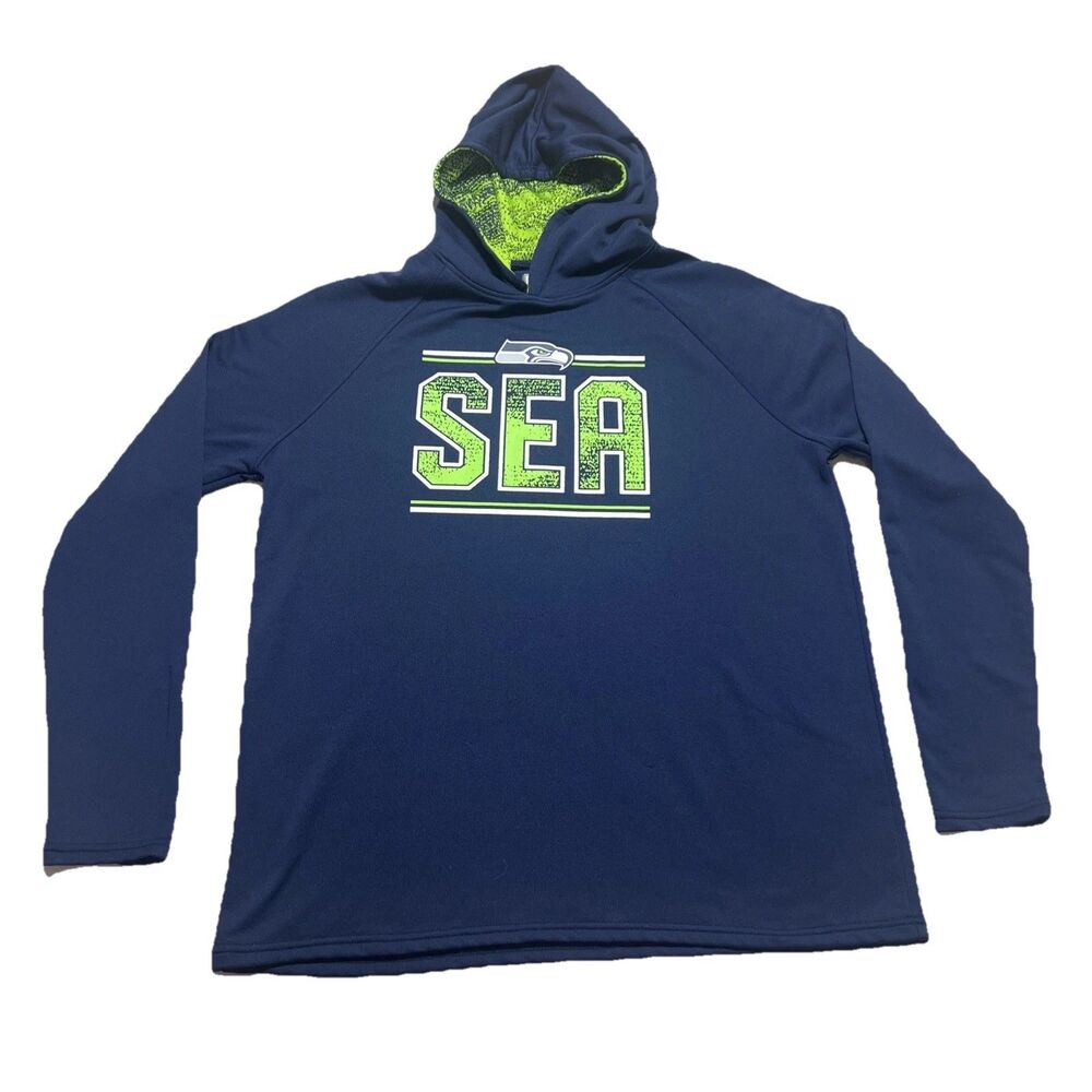 NFL Team Apparel Men's XL Blue Seattle Seahawks Pullover Lightweight Hoodie